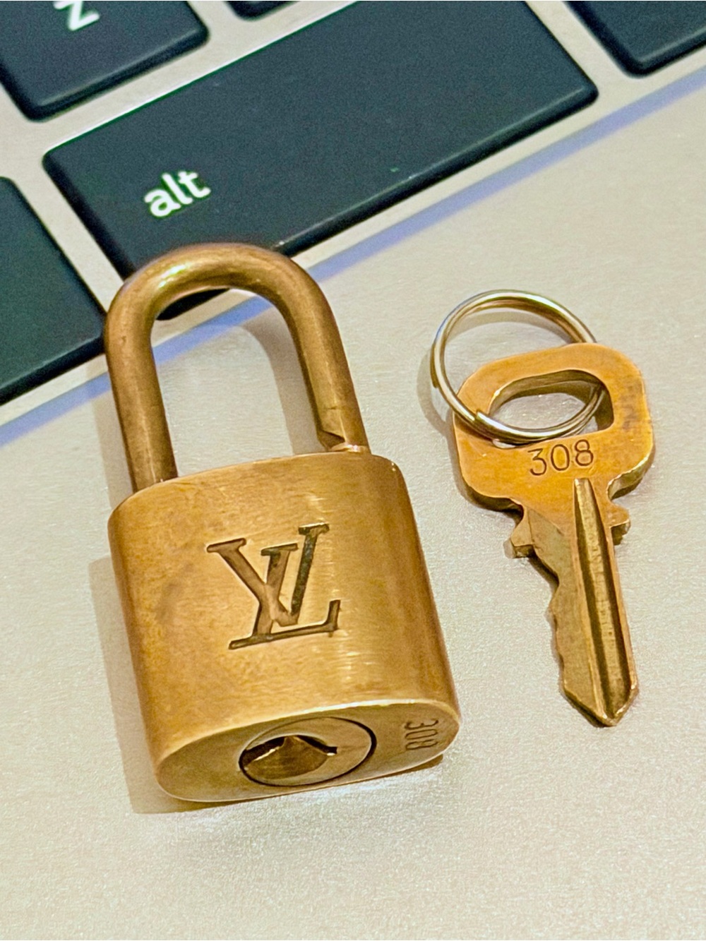 Louis Vuitton Gold Brass Padlock with Key - Picture 4 of 6